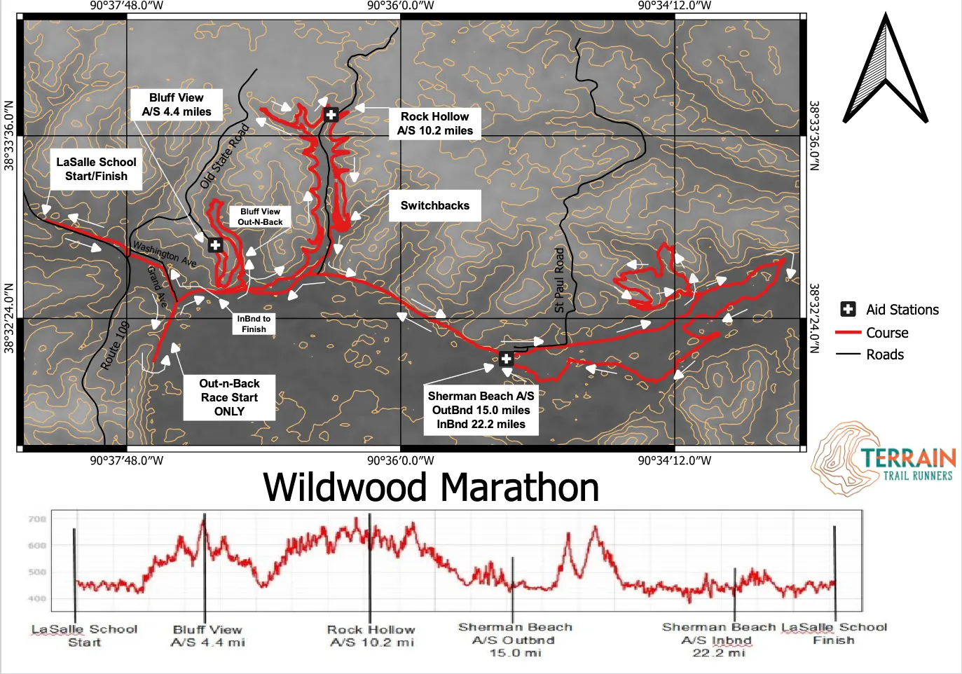 2024 Wildwood Trail Marathon Course Map - Terrain Trail Runners